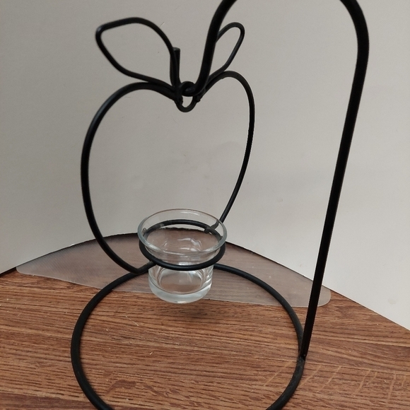 Black Wrought Iron Apple Outline Voltive Candleholder - Picture 2 of 2